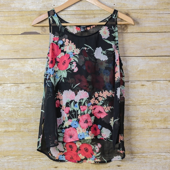 Forever 21 Tops - Forever 21 Sheer Summer Floral Tank
